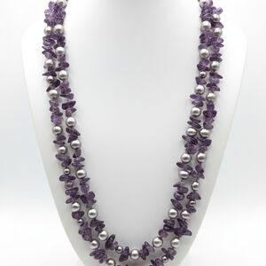 Elegant Purple and Silver Beaded Necklace. Feminine, Powerful, and One-of-a-Kind